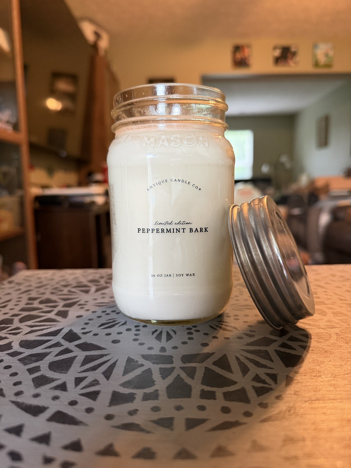 Antique Candle Co. Peppermint Bark 16 oz Farmhouse Soy Wax Candle (LE Label)