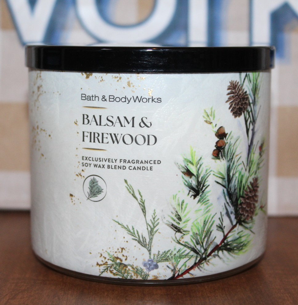 Bath & Body Works Candle Balsam & Firewood 14.5 oz 3 Wick New!