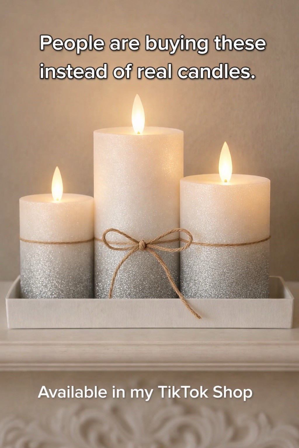 3 glitter Candle Pillars