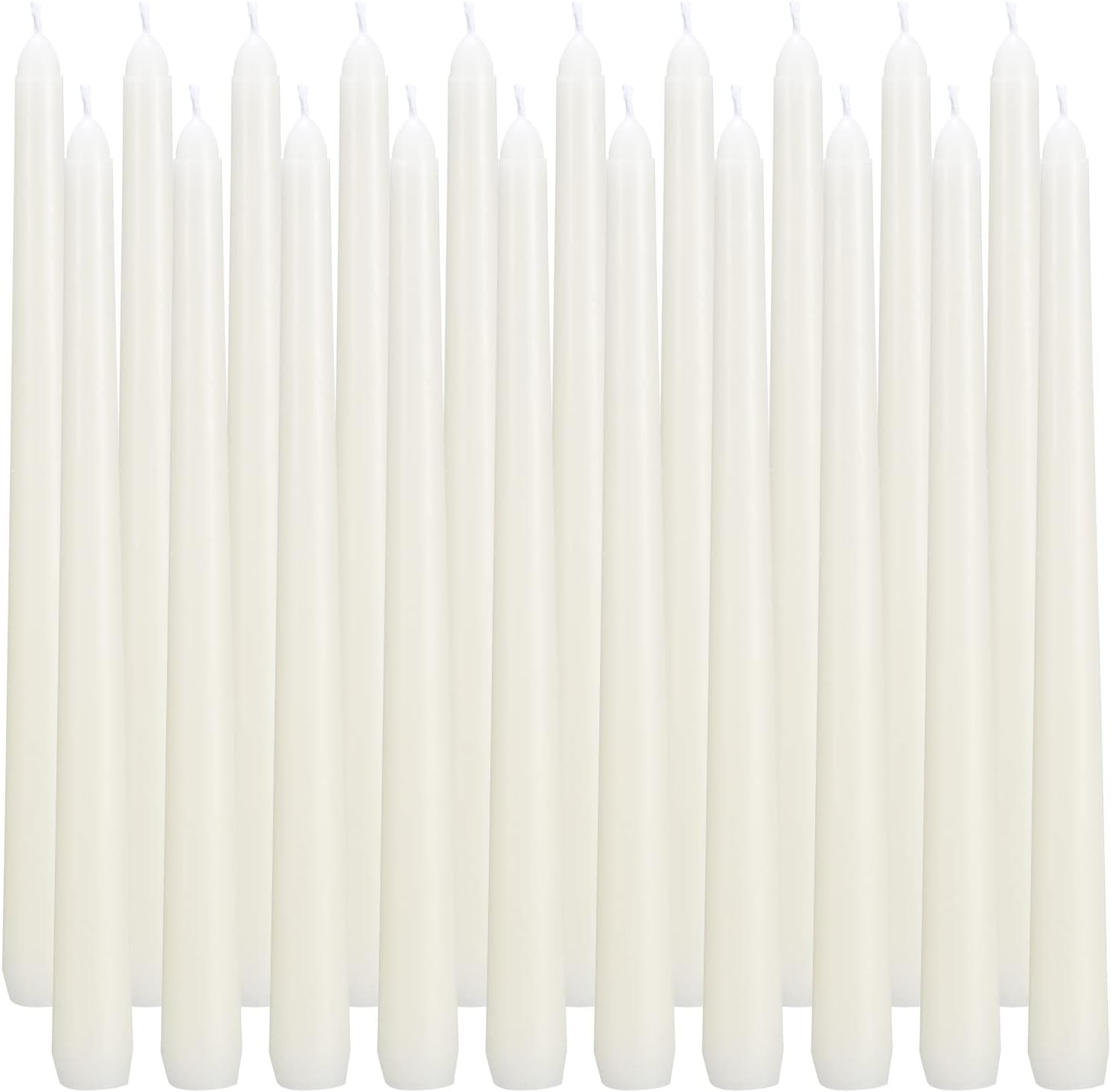 Ivory Taper Candles, Set of 20 Unscented and Smokeless 10 Inch Taper Candles