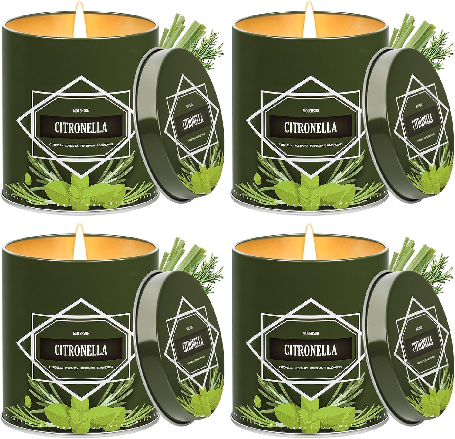 Citronella Candles Outdoor 4-Pack, Total 36oz Citronella Candles for Outside Pat