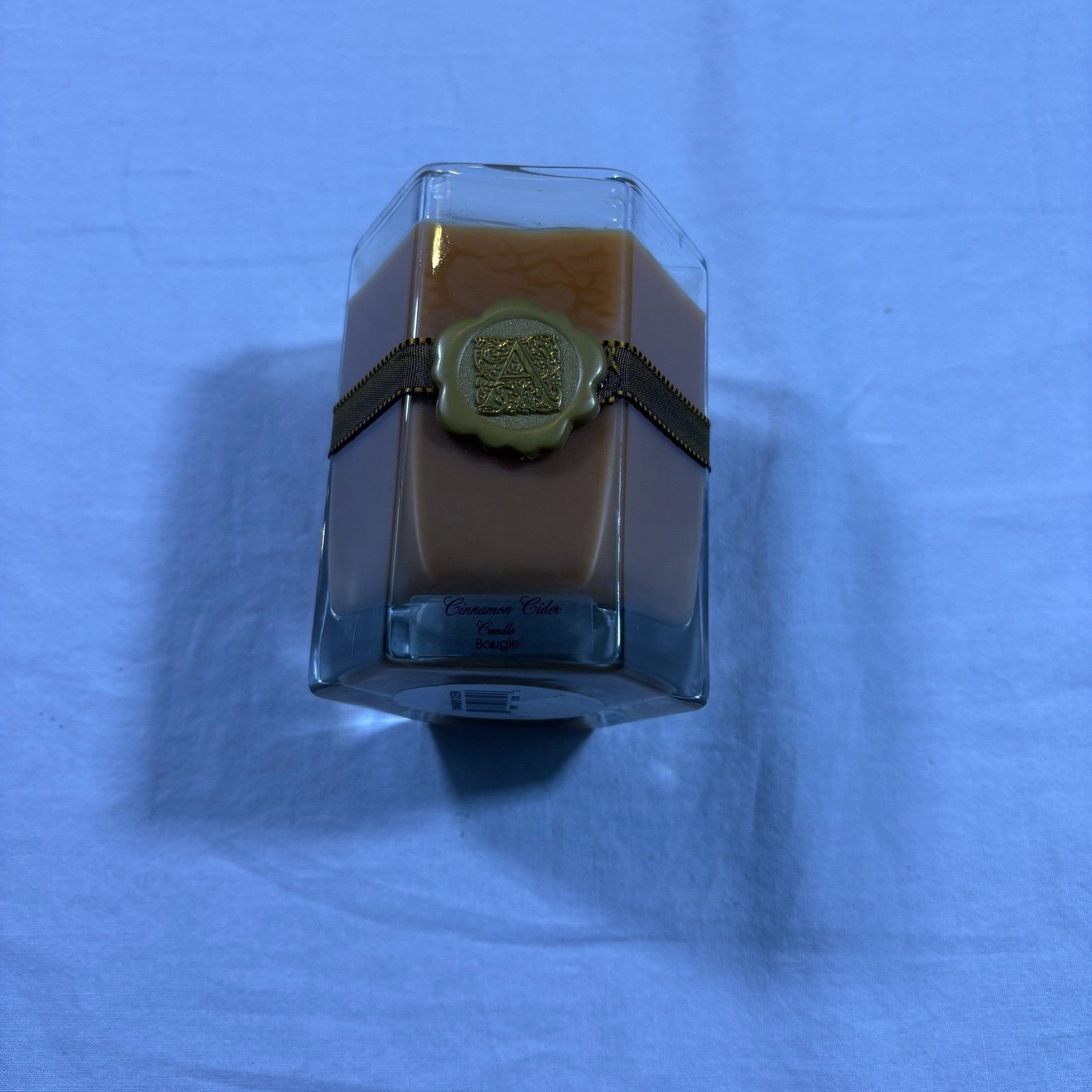 Cinnamon Cider Scented Candle Hexagonal Glass Jar Decorative Ribbon Wax Burner