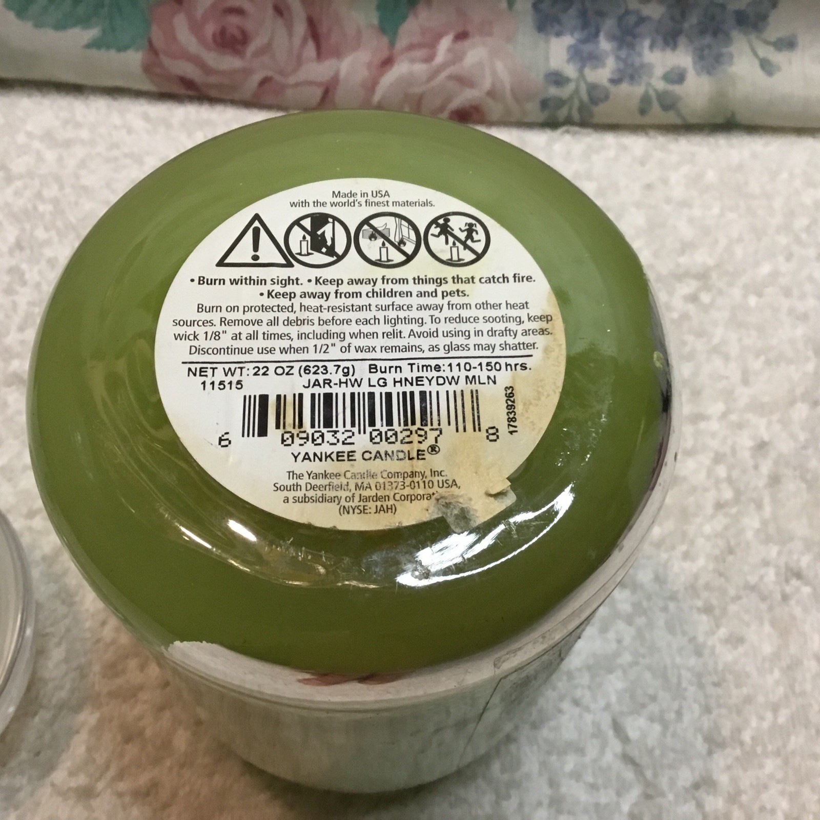 NEW Yankee Candle Honeydew Melon Fruit Single Wick Large Jar 22 oz Retired
