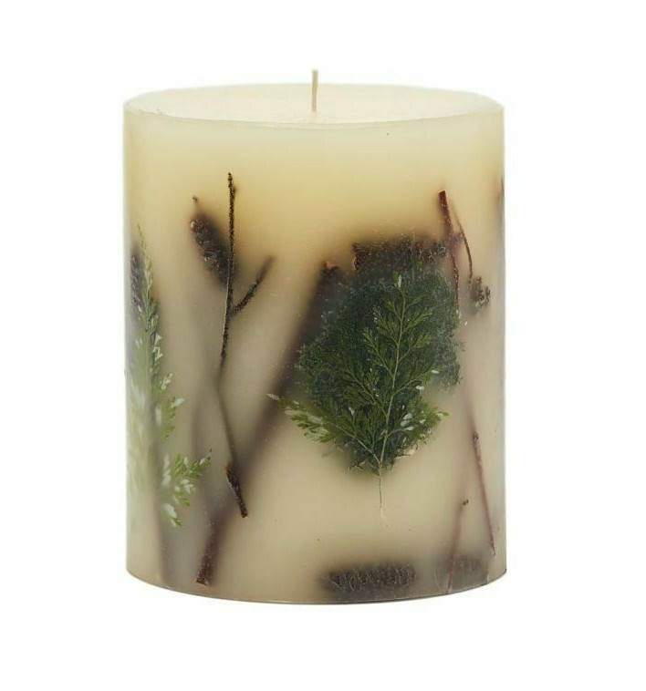 ROSY RINGS, FOREST WINTER / HOLIDAY LUXURY BOTANICAL CANDLE, 5.5″ TALL, 120 HRS