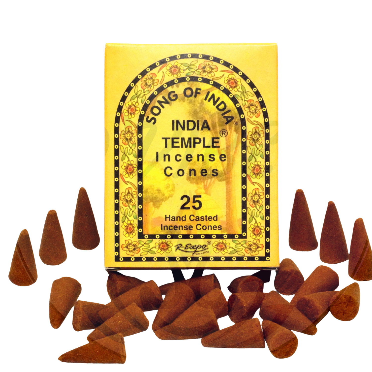 India Temple Incense Cones (Song of India) 6 Pack x 25 Cones, 150 Total Aromatic