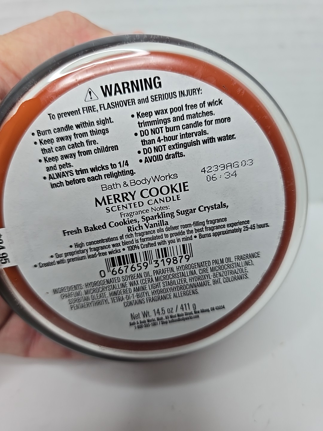 Bath & Body Works Merry Cookie Scented 3 WICK CANDLE Burns 25-45 Hrs 14.5oz