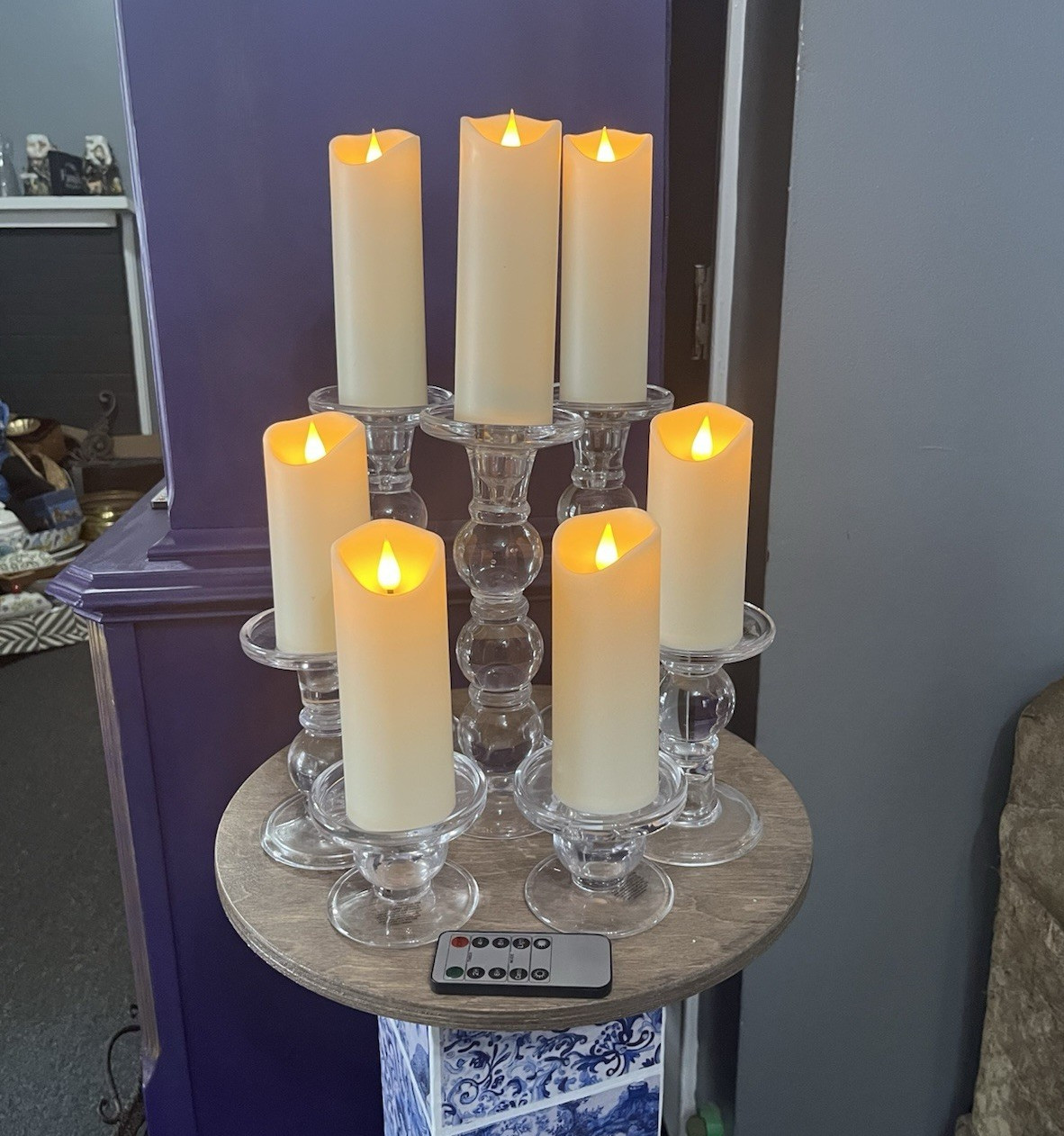 7-Pack Ivory Flameless LED Pillar Candles Battery Operated w/ Remote Indoor