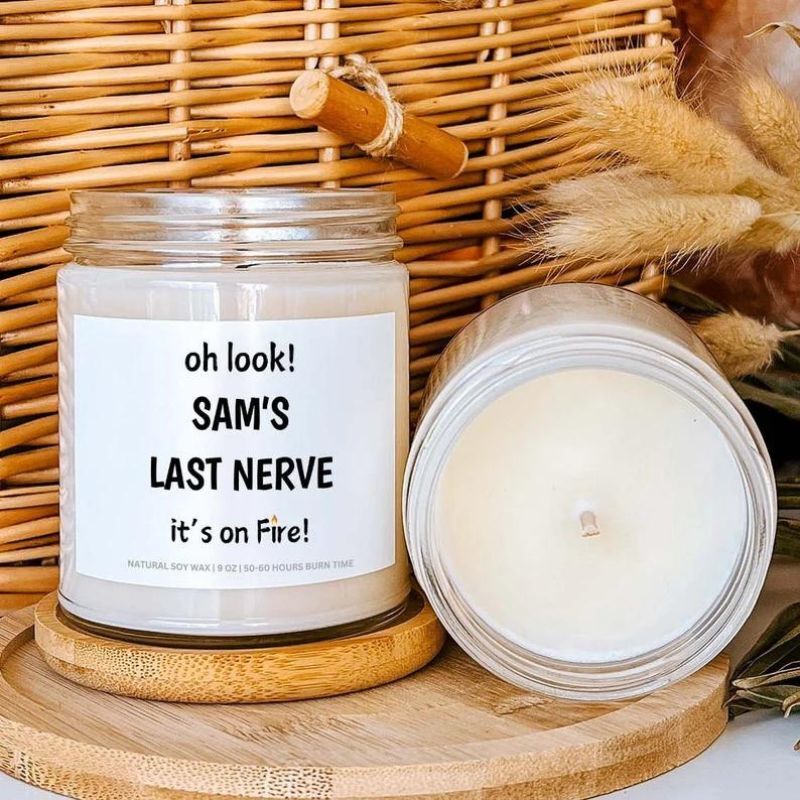 Custom Last Nerve Scented Soy Candle Gift Custom Name Candle Gift for Her