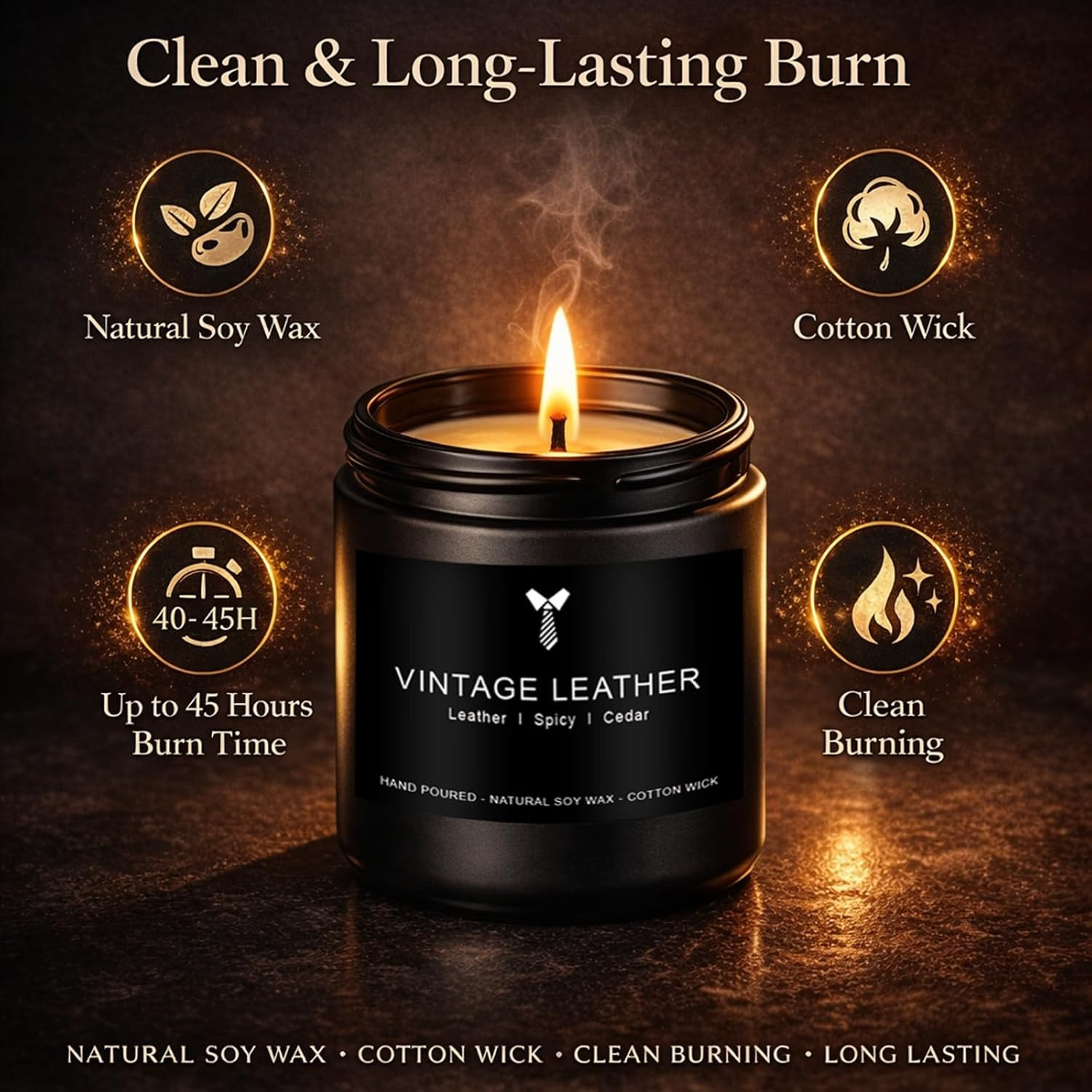 Candles for Men Gift Set, 4 Pack Masculine Scented Soy Candles for Men, Leather,