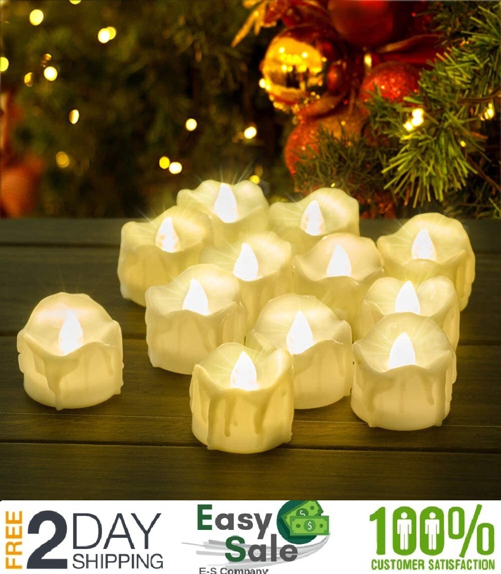 12 Pcs Style Moving Wick Led Flameless Tea Candles With Timer New