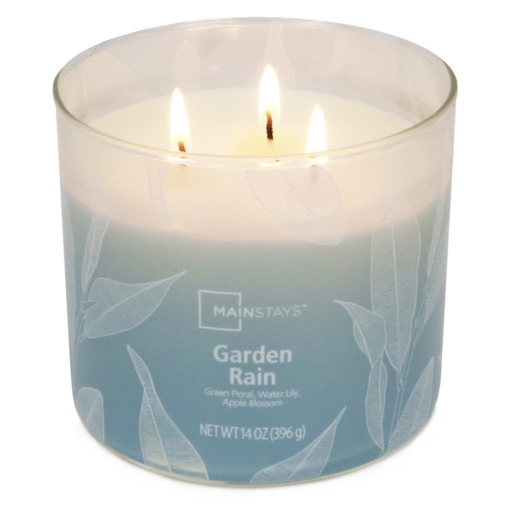 3-Wick Ombre Wrap Garden Rain Candle, 14-Ounce