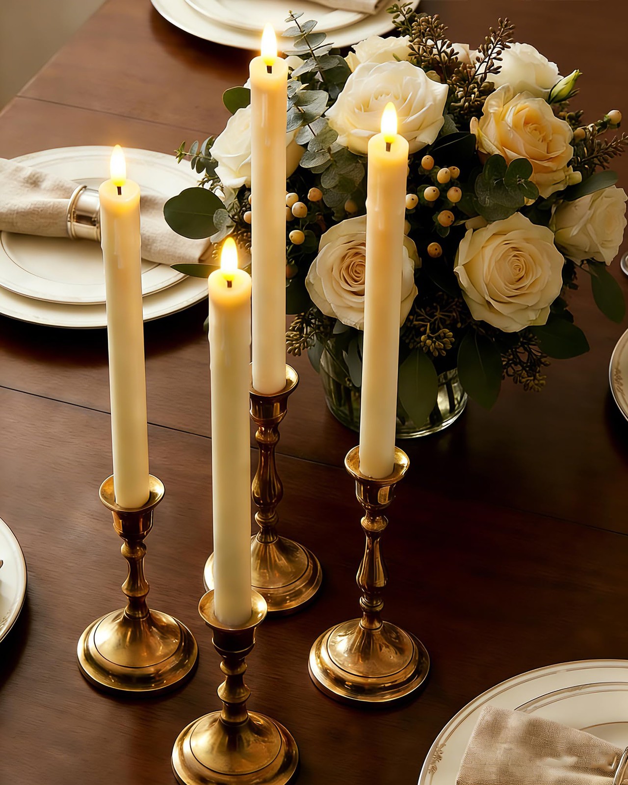 Gmnee 9.6″ Taper Rechargeable Candles Remote And Timer, Ivory FT001