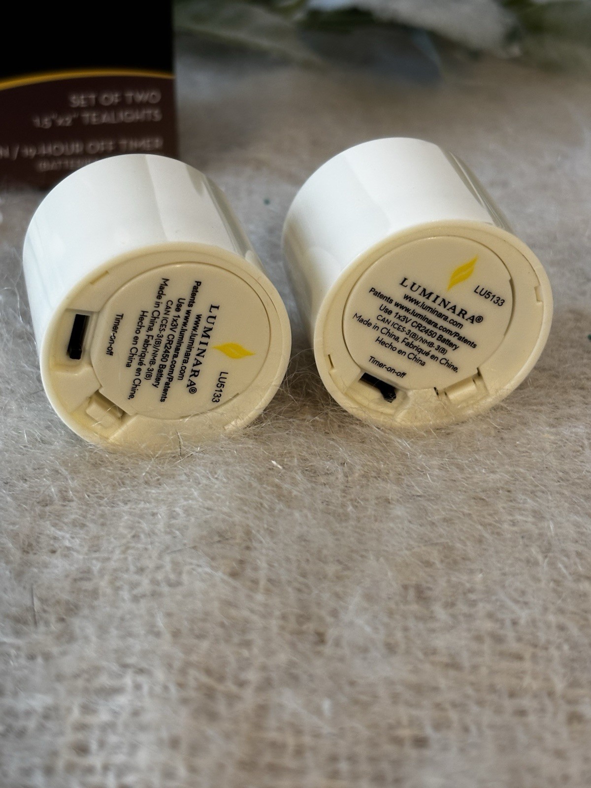 Luminara Real Flame Effect Candle Set Of 2 Tealights Ivory 1-1/2×2 In Box