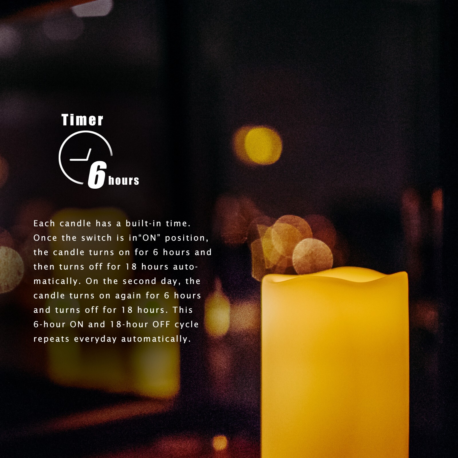 1 PCS Outdoor Battery LED Flameless Pillar Candle w/ Built-in Timer 3”x 5”