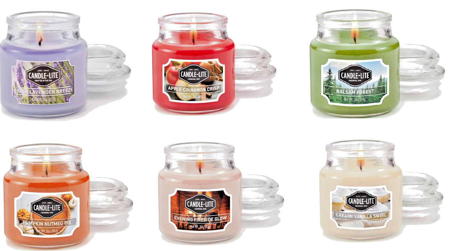 Candle-Lite 3oz Candles Choose Scent Evening Fireside Glow, Balsam Forest &more