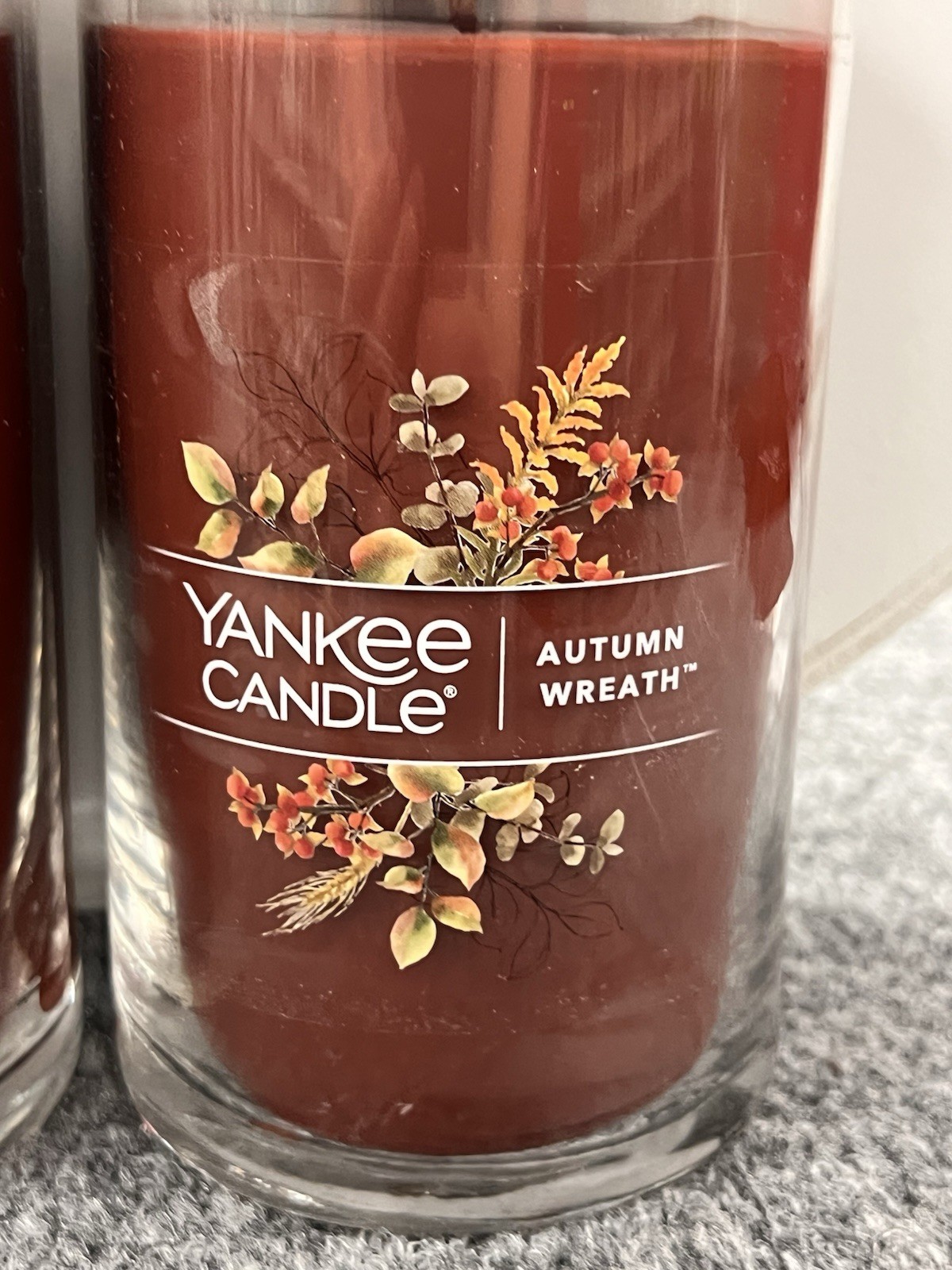 LOT OF 2-NEW-Yankee Candle AUTUMN WREATH Large 14.25oz. FREE SHIPPING