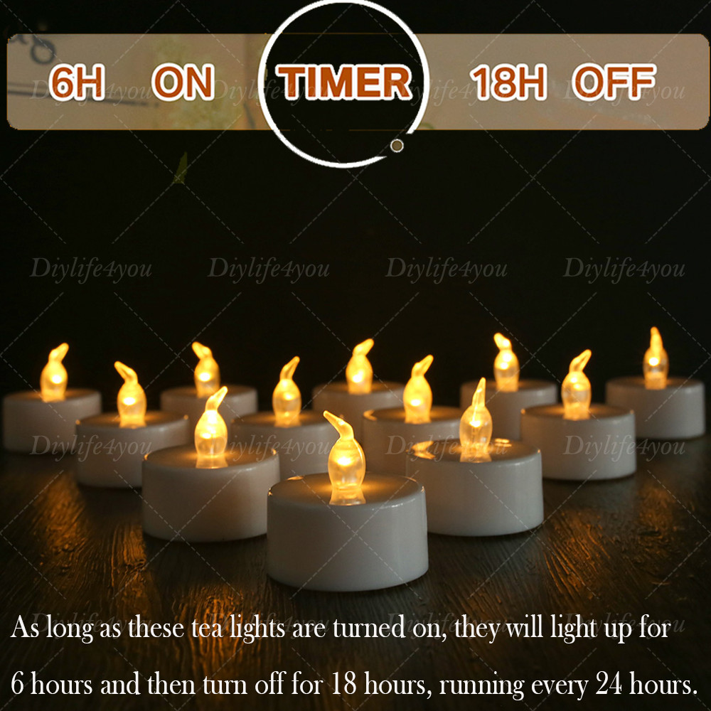 24Pack LED Tea Lights Flickering Flameless Candles Battery Operated with Timer