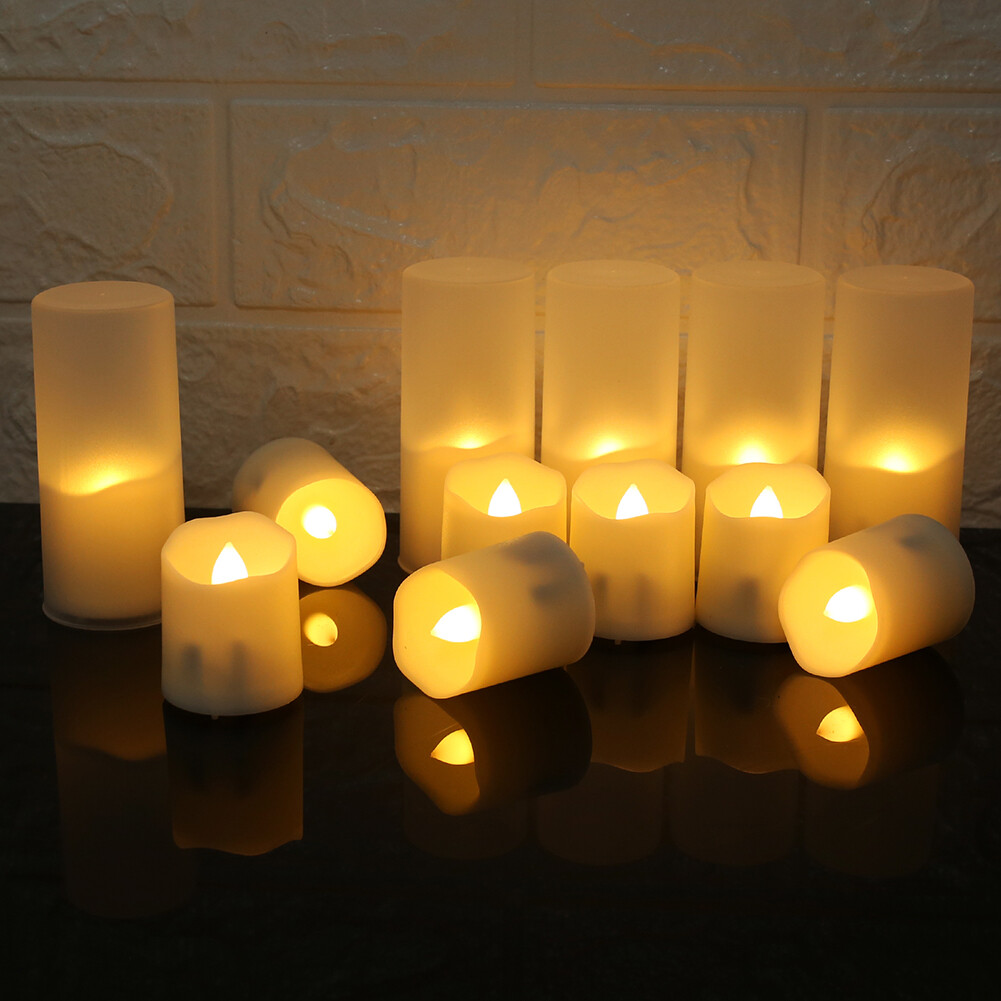 6× Rechargeable Flicker Flameless LED Tea Lights LED Candle Timer Remote Control