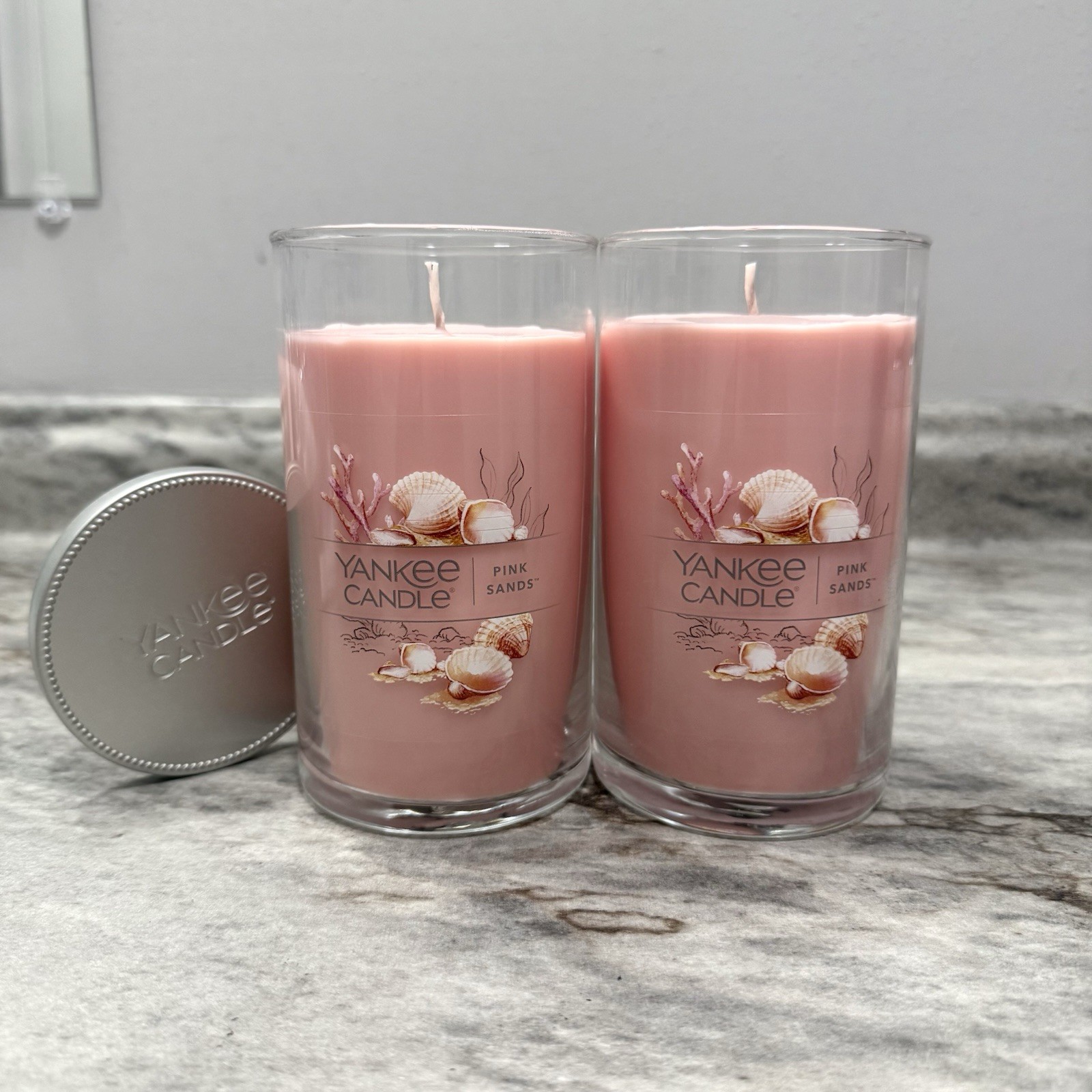 LOT OF 2 – NEW Yankee Candle Pink Sands 14.25oz Medium Jar Candle Beach Scent
