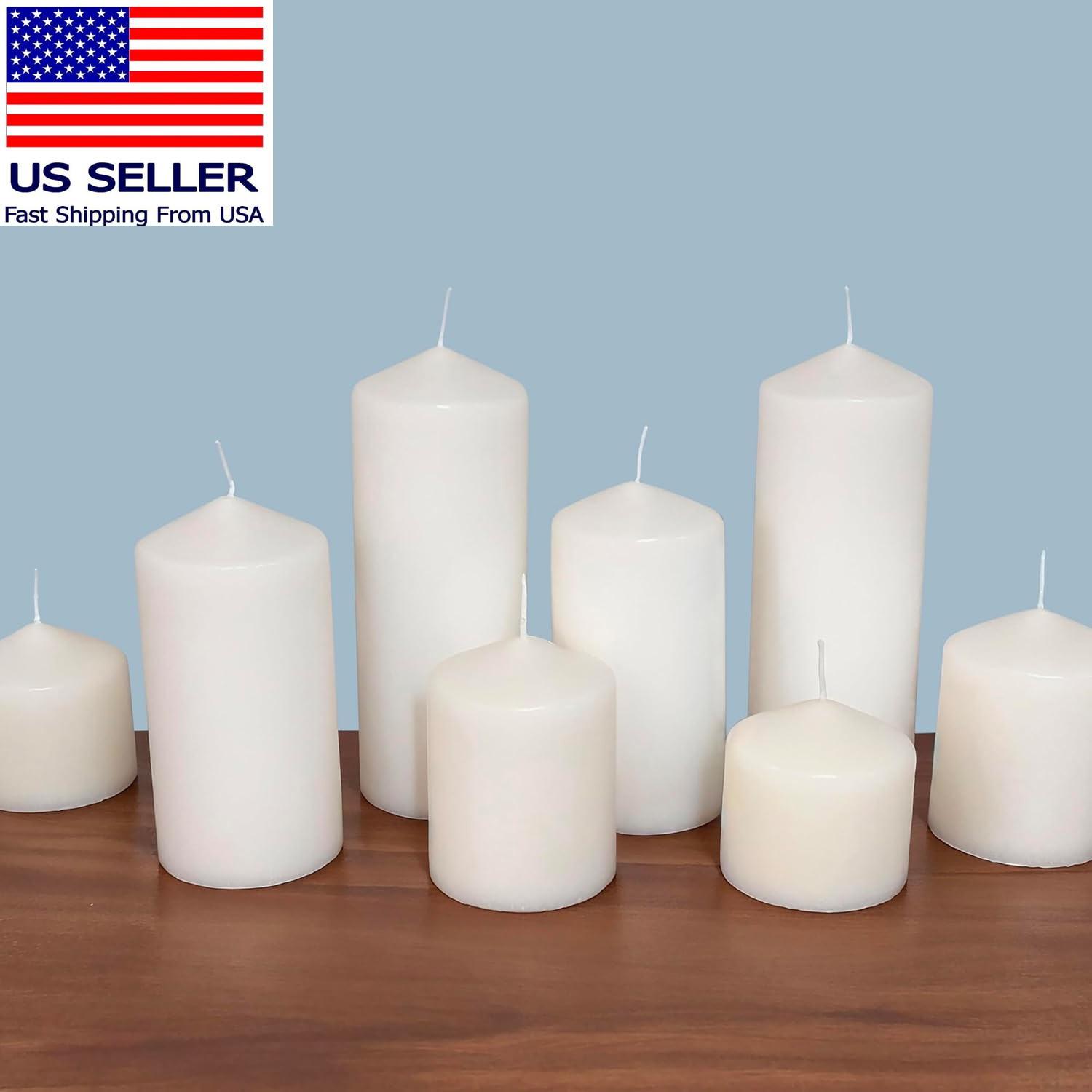 Unscented White Tall Pillar Candles, 35 Hour Burning Candle Pillars, Perfect for