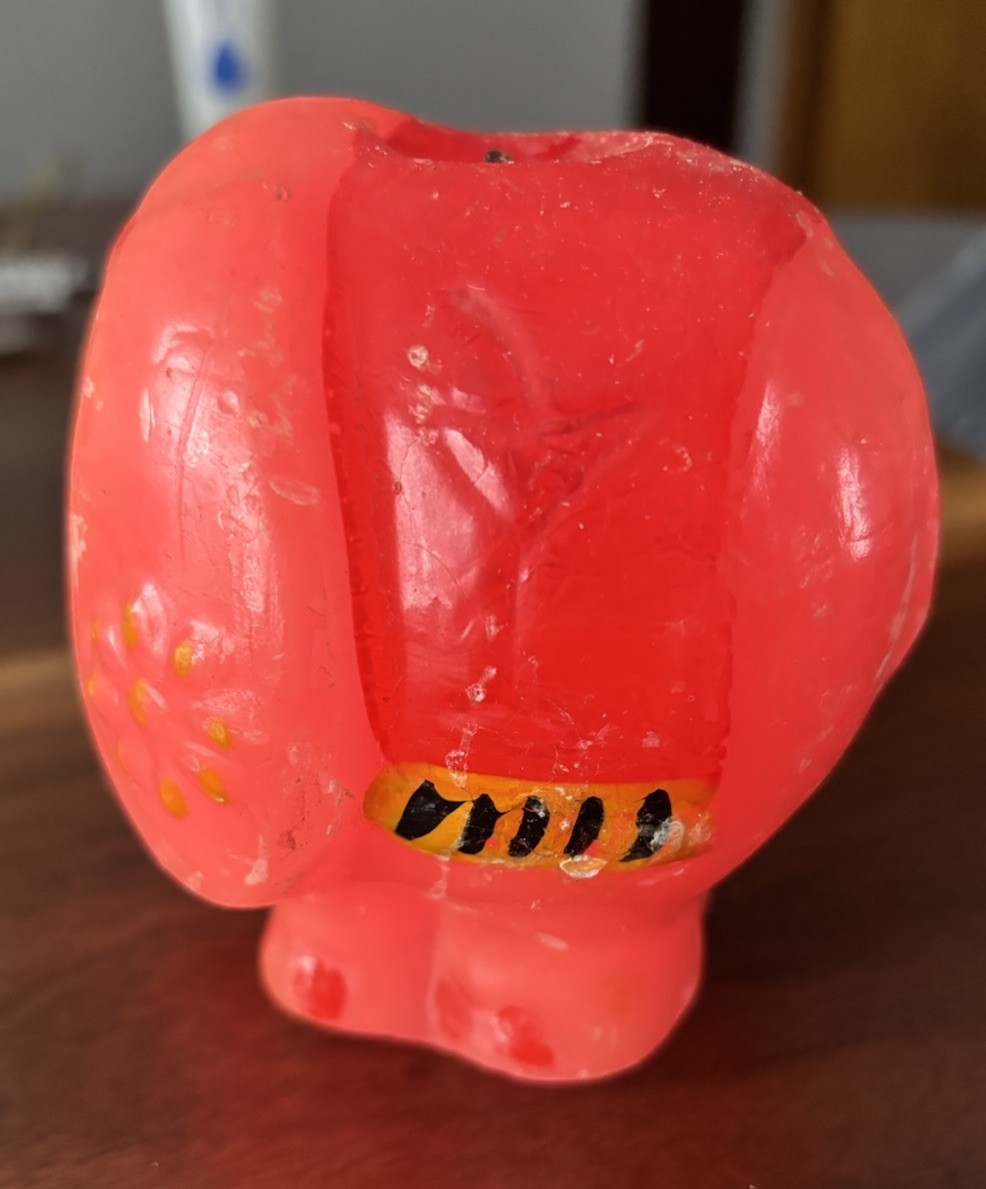 Vintage 1970s Pink Elephant Candle Groovy Hippie Bedroom Wax Used 3”x3”