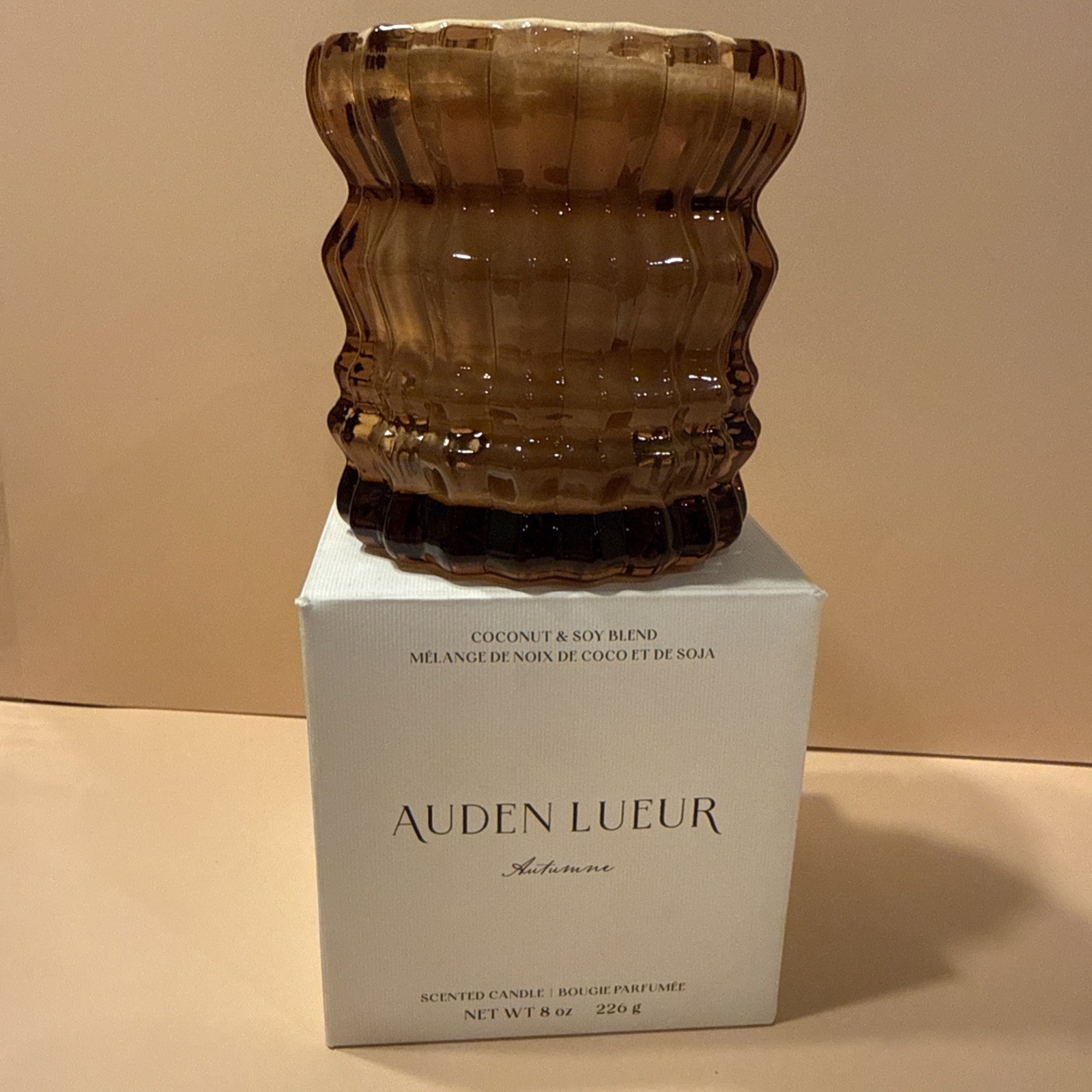 AUTUMNE BY AUDEN LUEUR SCENTED CANDLE 8.0 OZ Glass Jar Cinnamon Liquor Amber