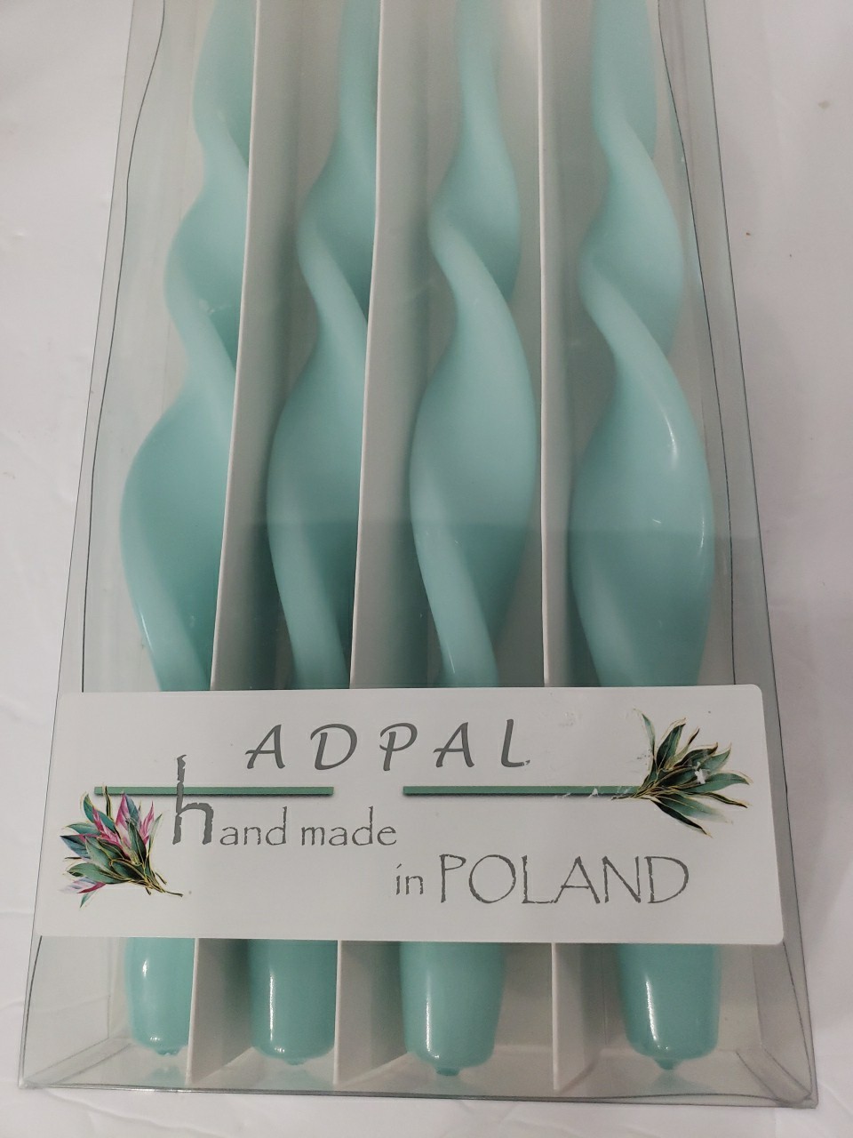 Adpal Poland Made Twisted Spiral 12 in Taper Candles 4 Shinny Blue New