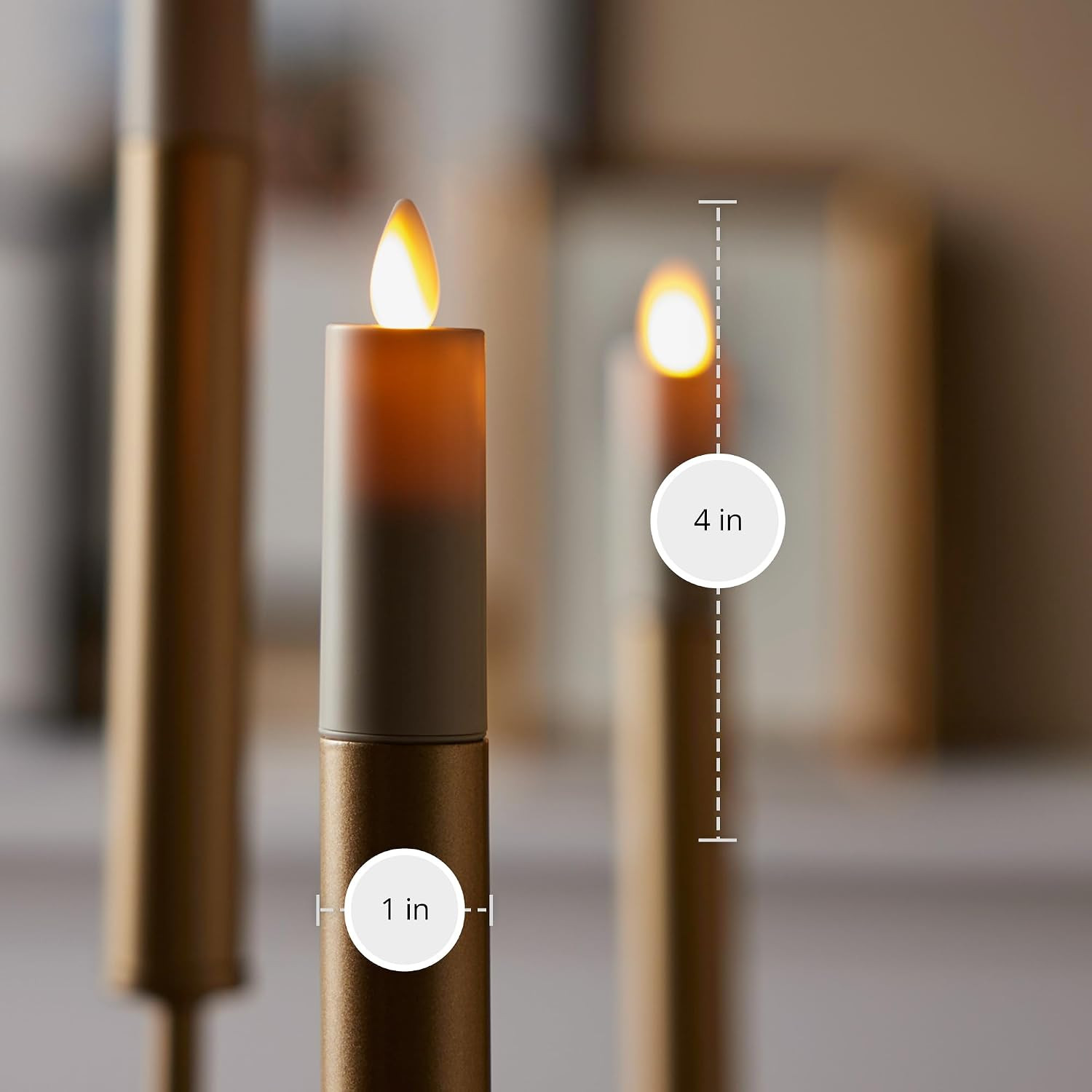 Luminara Set of 2 Pearl Ivory Flameless Candle E12 Taper Bulbs Flat Top – 1″ X 4