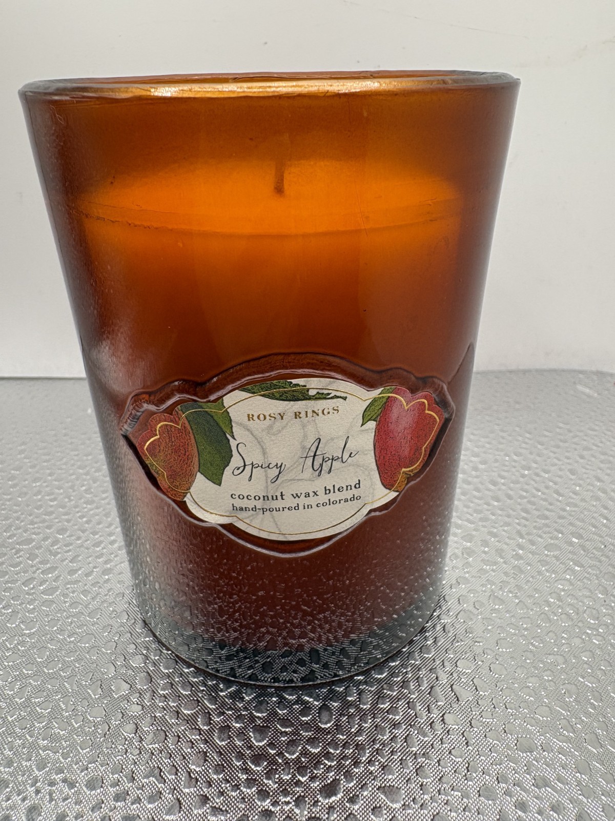 Rosy Rings Spicy Apple Signature Glass Candle 7.5 oz/ 50 hour burn time NEW