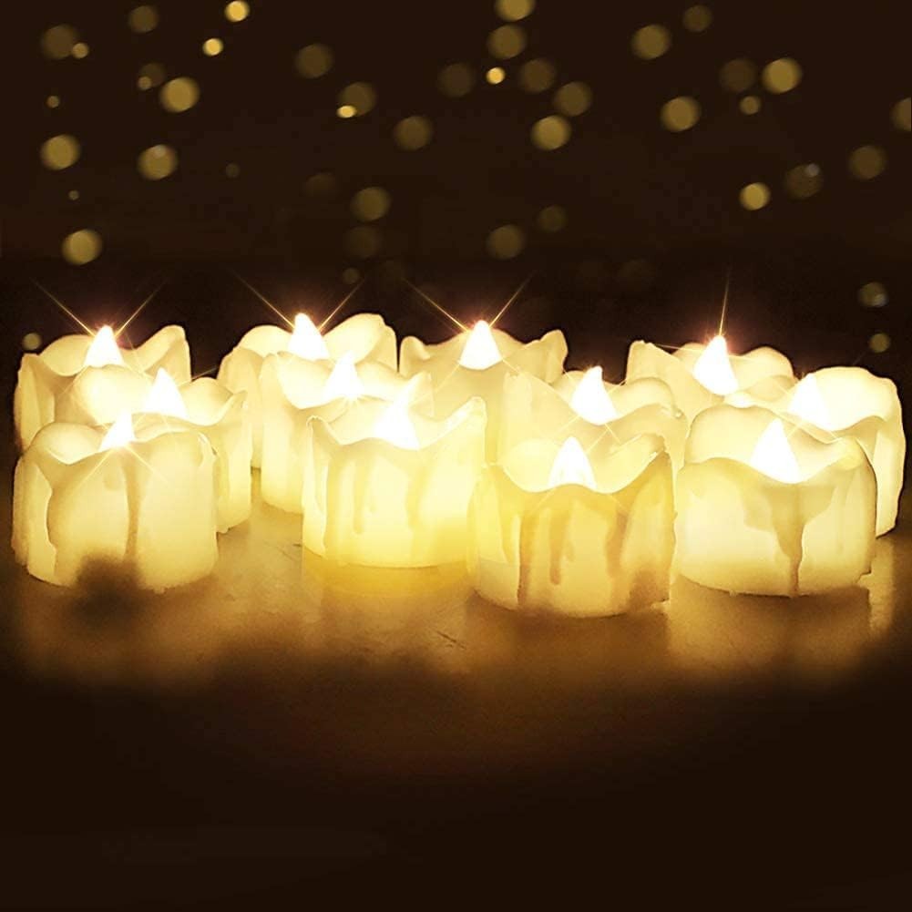 12Pcs Flameless LED Tea Lights with 6H Timer Indoor Decor White