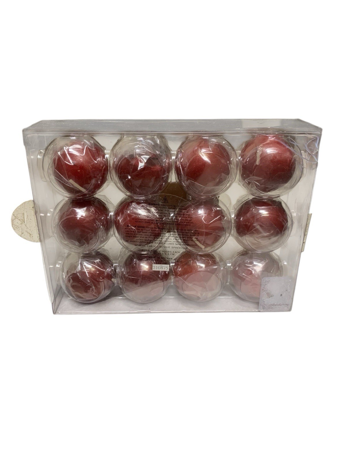 Pottery Barn Sphere Candles Bougies red box of 12 individual NEW 2 Hr Burn Time
