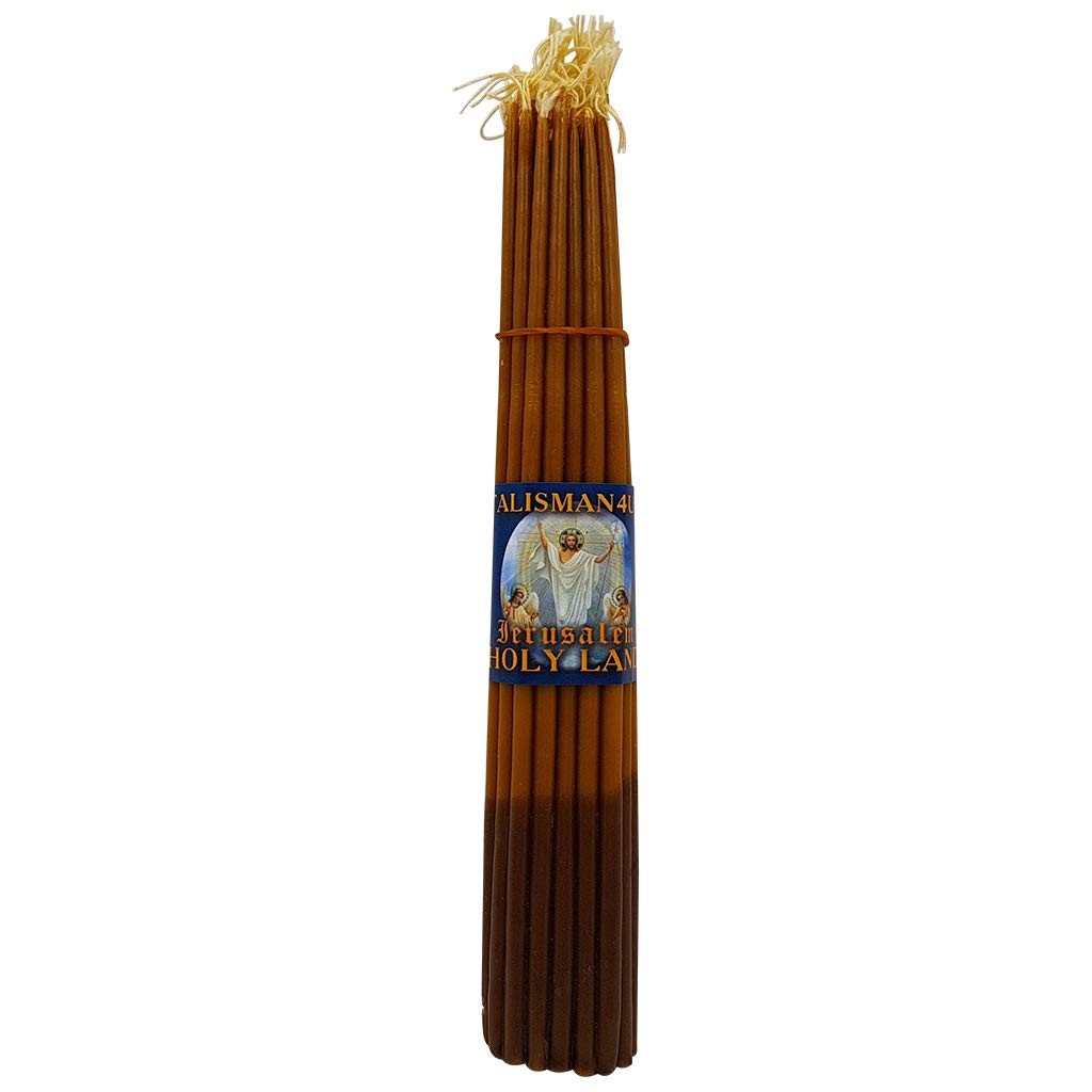 33 Natural Beeswax Taper Candles 9 Tall Blessed Church Jerusalem Holy Land