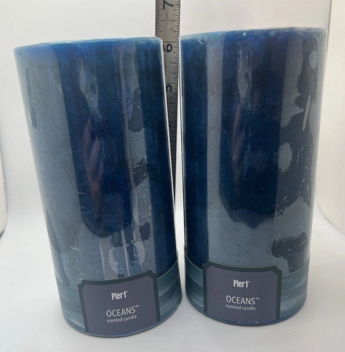 Set Of 2 Pier 1 Imports OCEANS Scented Pillar Candle 3×6 •NEW• Sealed• D/C