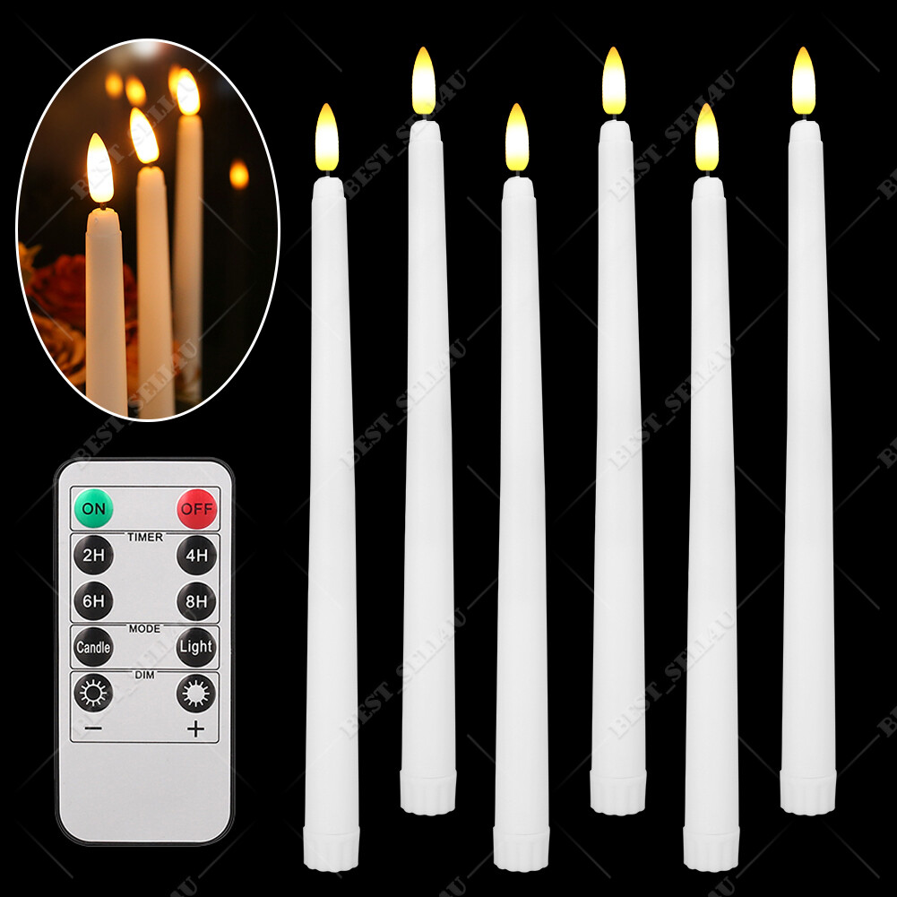 12 Pcs Flickering Flameless Taper Candles Light with Remote Control Timer Dimmer