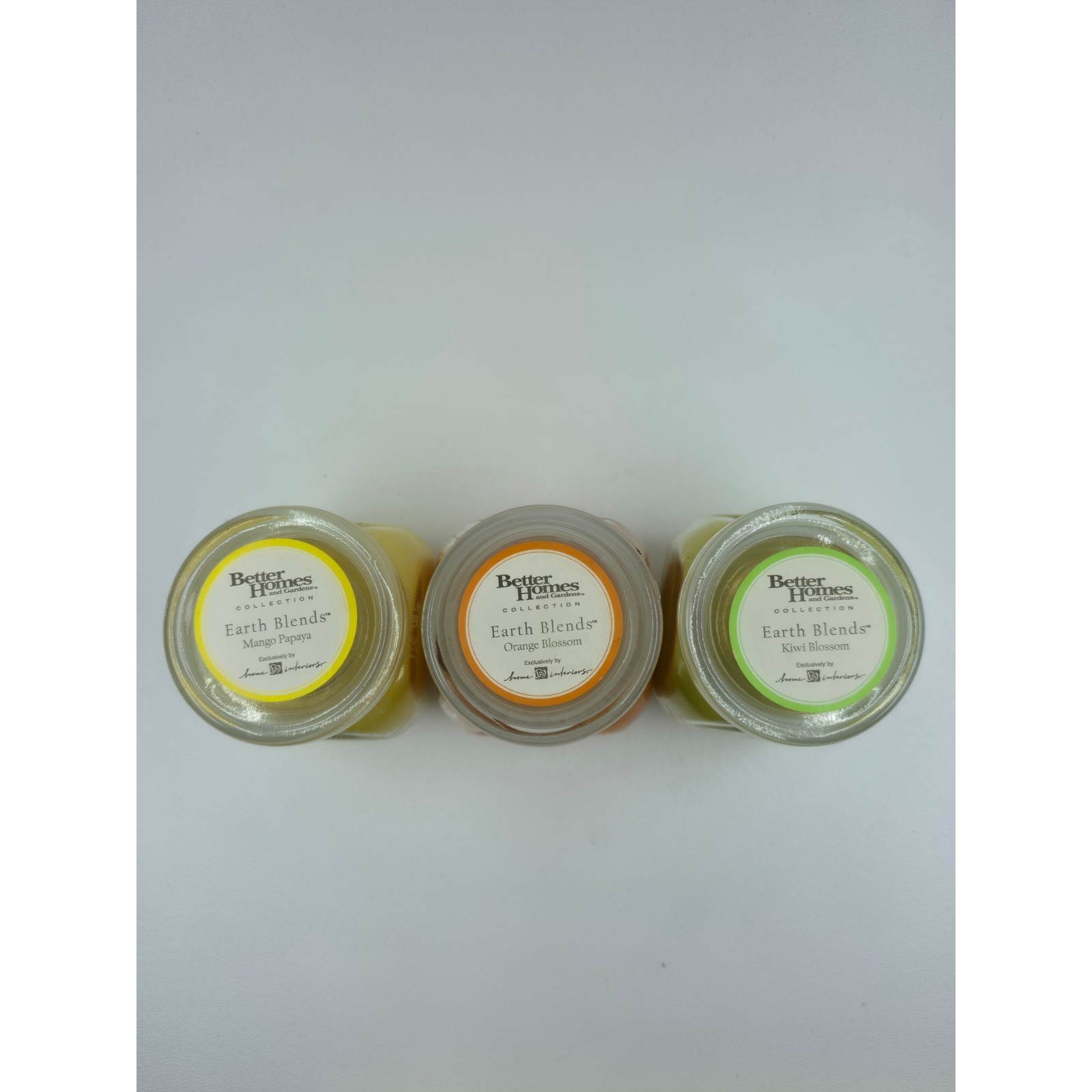 Better Homes and Gardens Earth Blends Candle Set Mango Orange Kiwi 3-Piece Lot