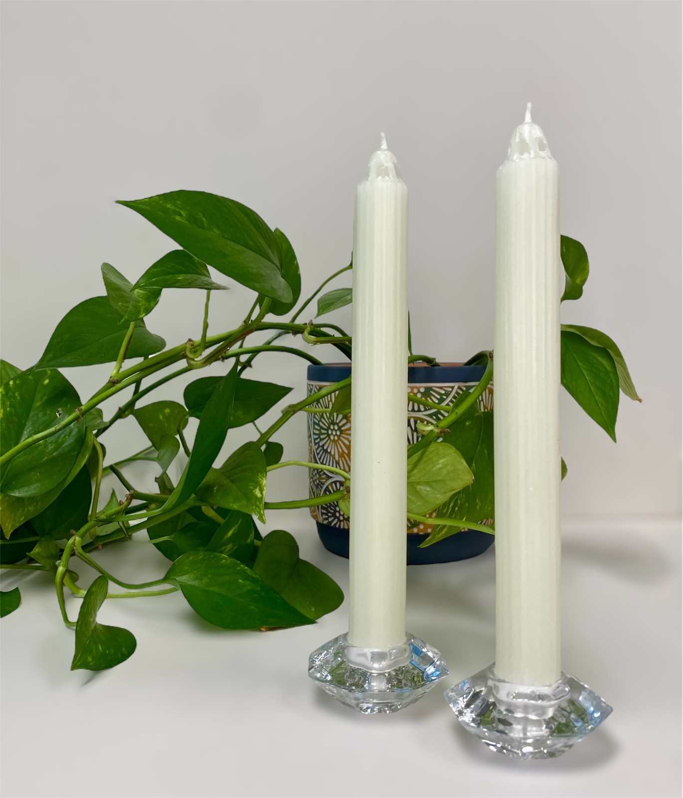8″ Hollow Fluted 100% Beeswax Taper Candles – Set of 2 in Assorted Colors