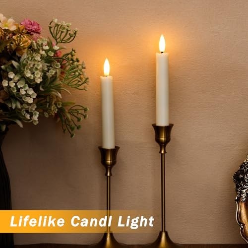 Set of 6 Luminara Flameless Battery Taper Candles Remote Moving Wick 6