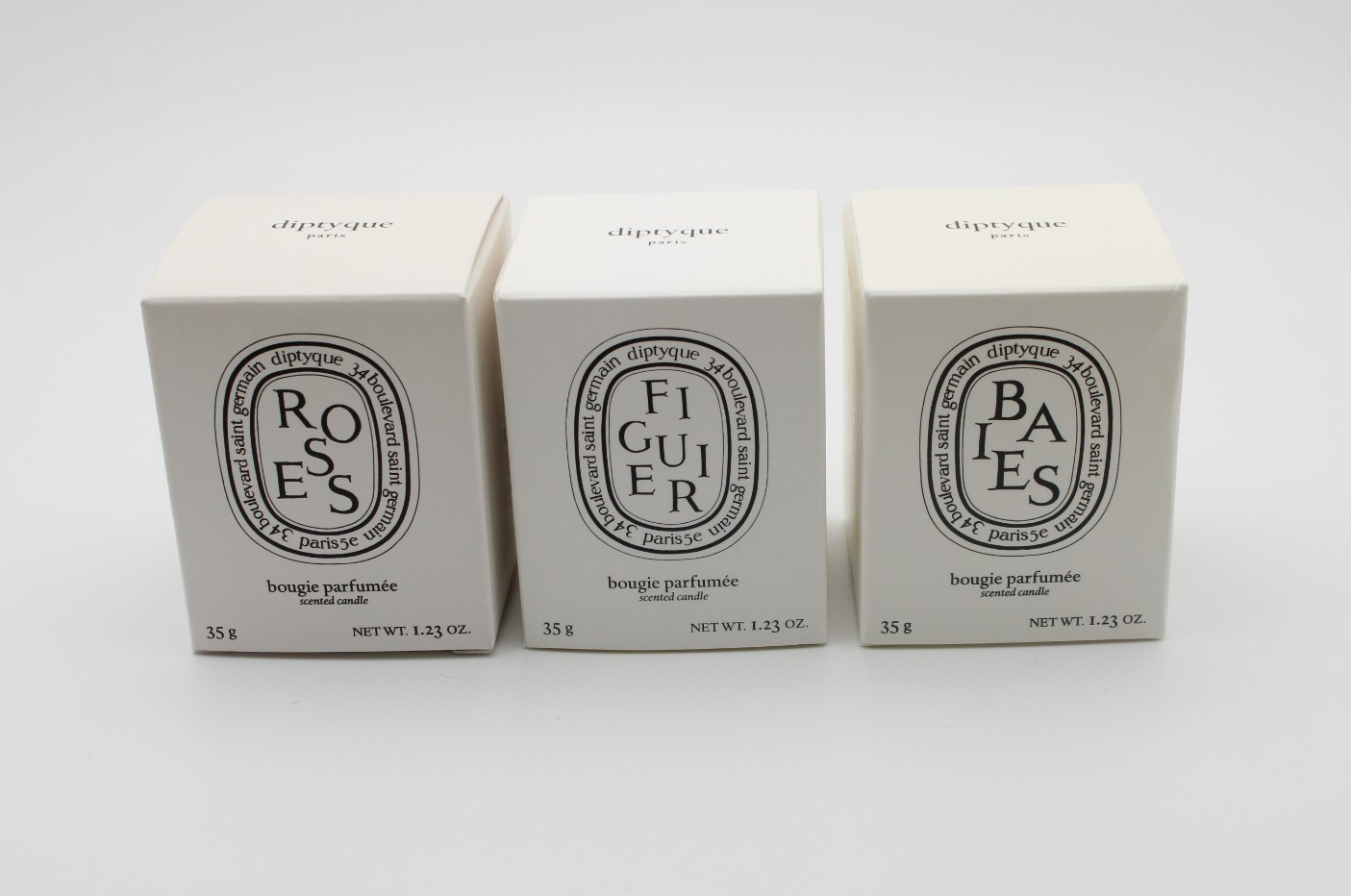 NIB Diptyque Figuier Roses & Baies Bougie Scented Candle Travel Set x 3
