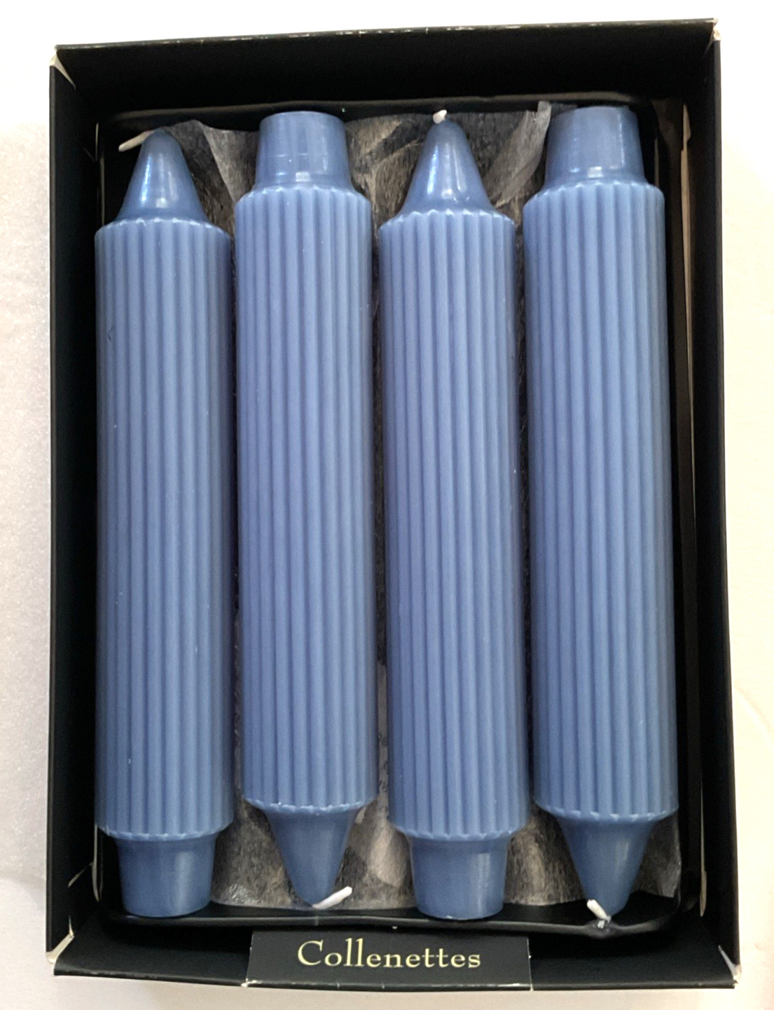 Root Premium Collenette Candles 7″ Hydrangea Blue Set 4 NEW IN BOX