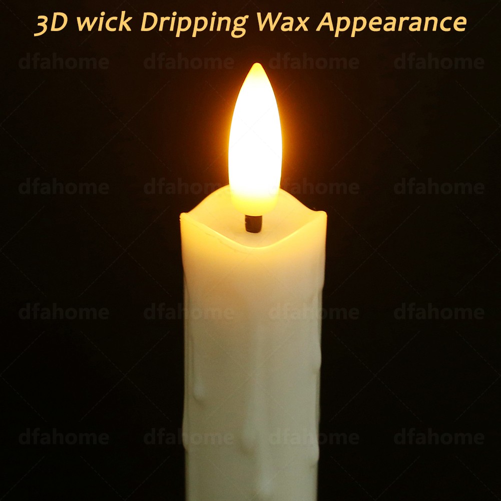 6pcs Flameless Flickering Electric LED Taper Candles Lights with Timer Remote