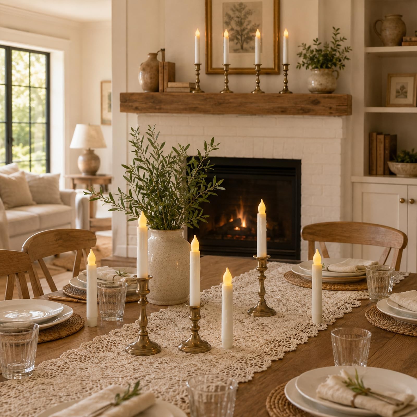 Lezonic 12 Pack Flameless Taper Candles Battery Operated Candlesticks Flickering