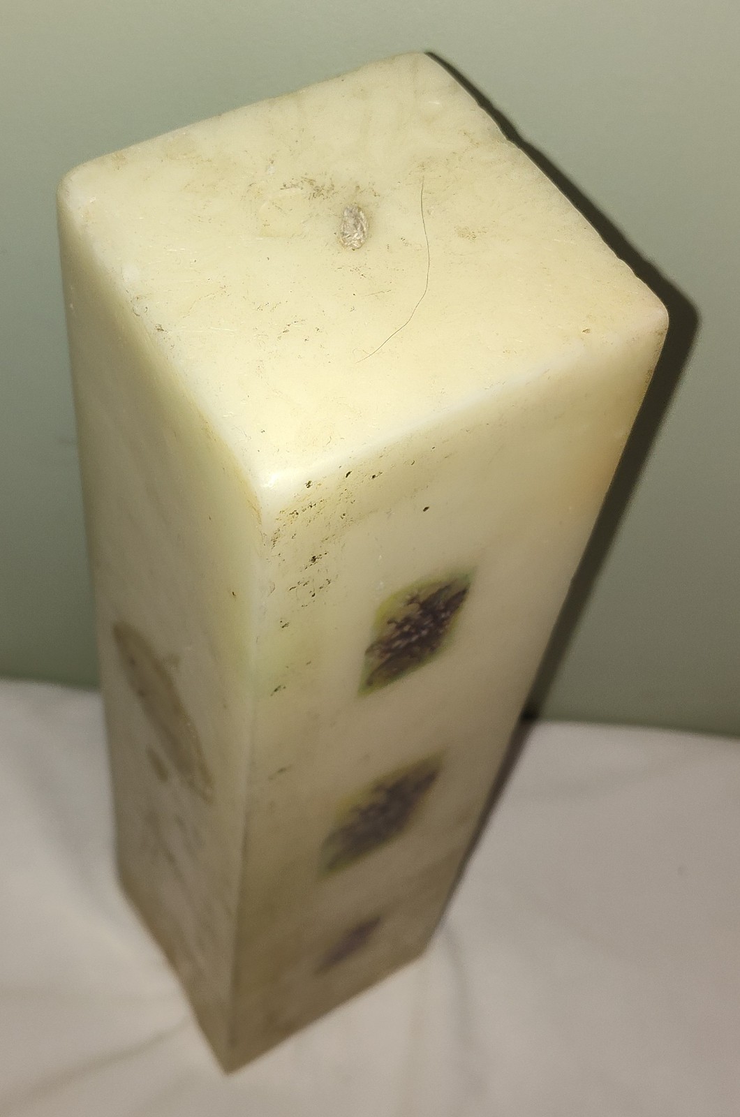 Vintage Tall Candle Square Pillar 13″ Unburned