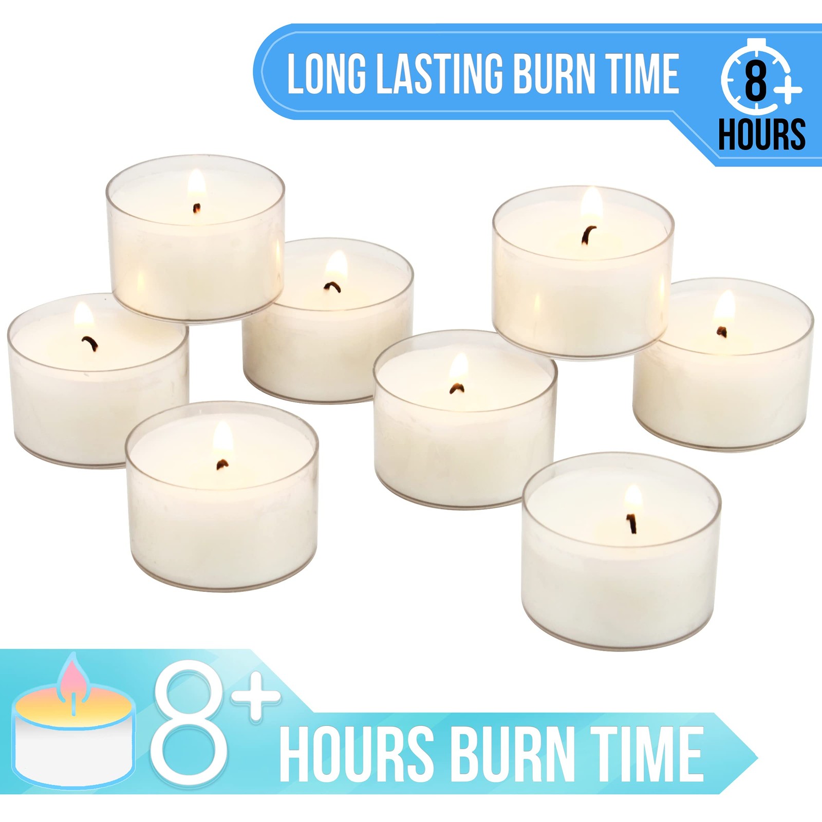 Stonebriar Bulk 24 Pack Unscented Smokeless Long Burning Clear Cup Tea Light …