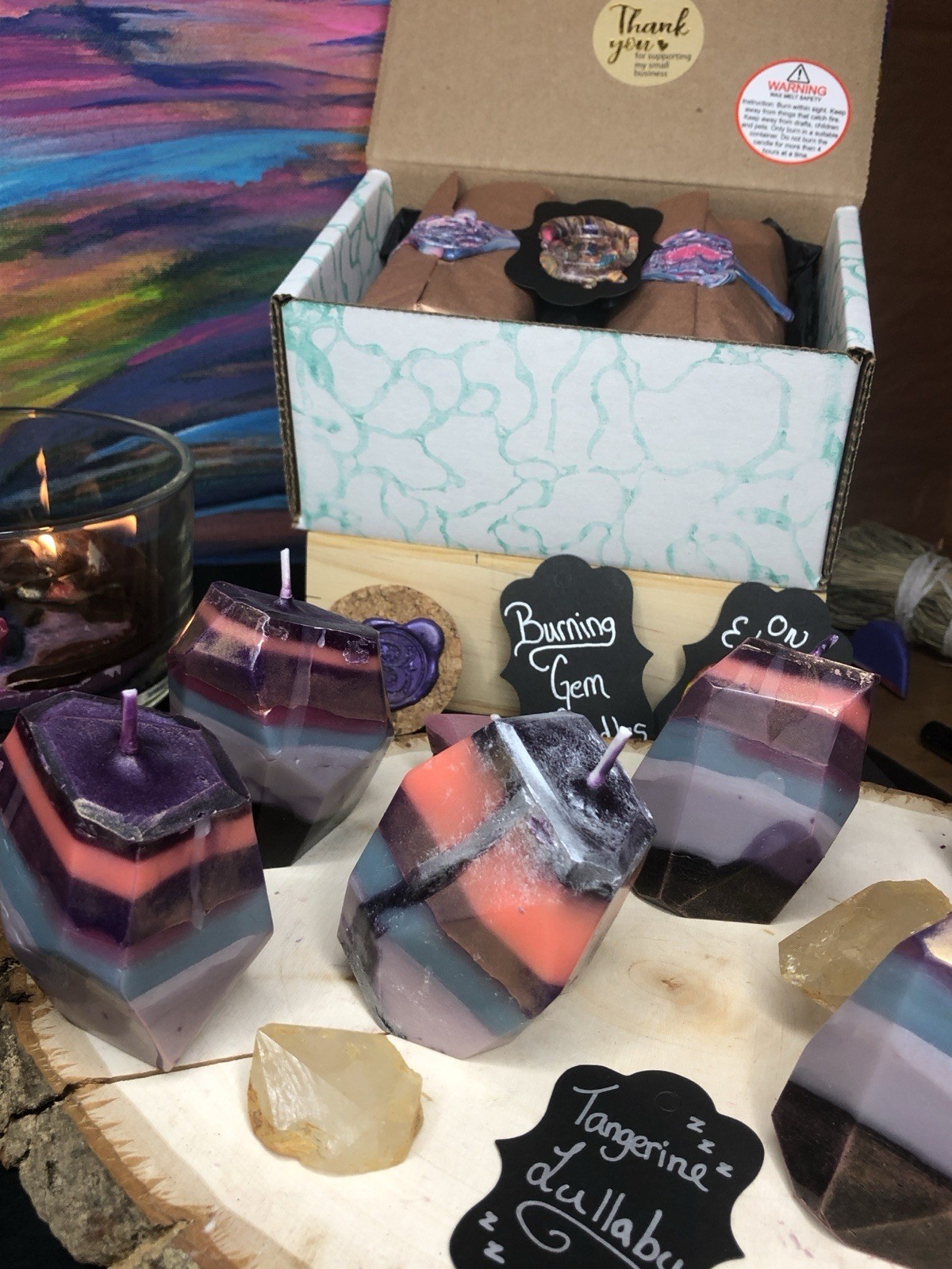 Burning Gem Candles: 3 Pack Of Crystal Candles For Home Decor, Limited Edition