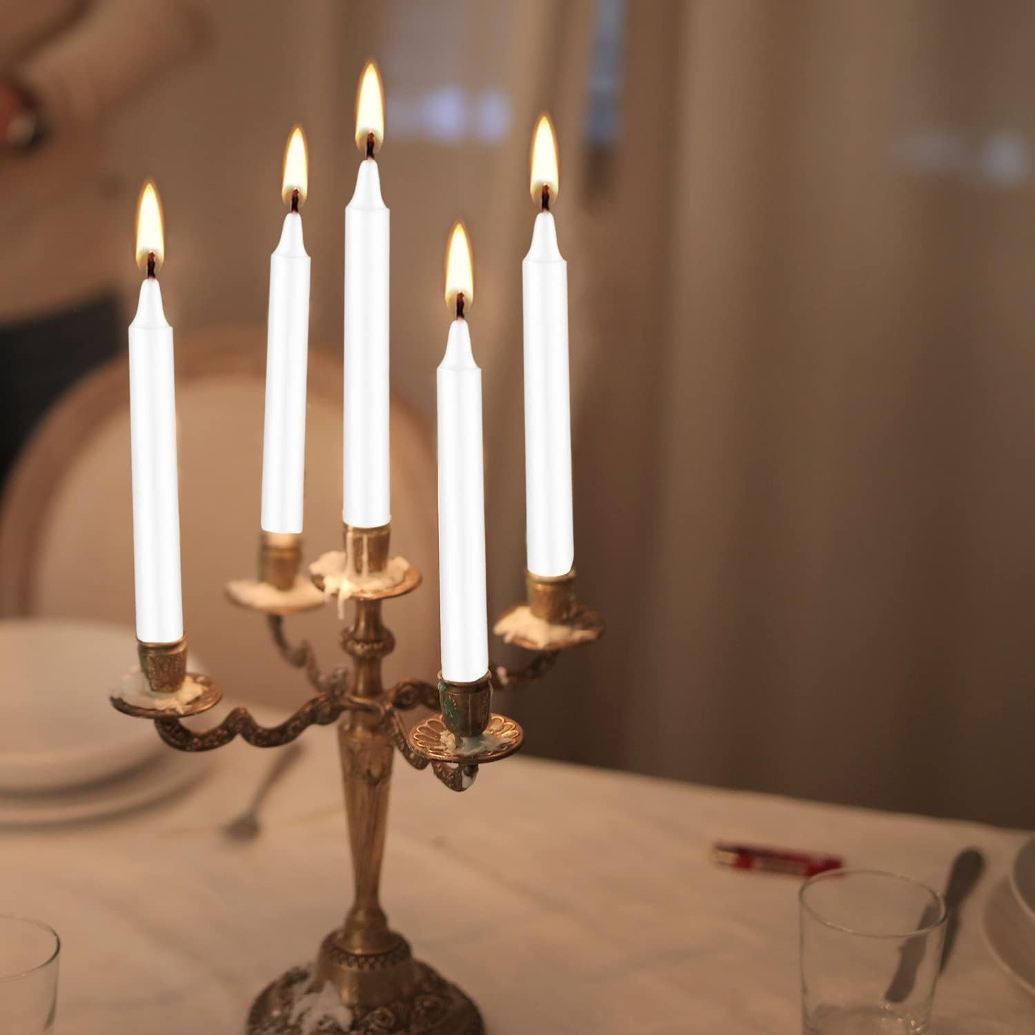 Set of 40 White Candles Mini Unscented Taper Candles for Christmas,Household,…