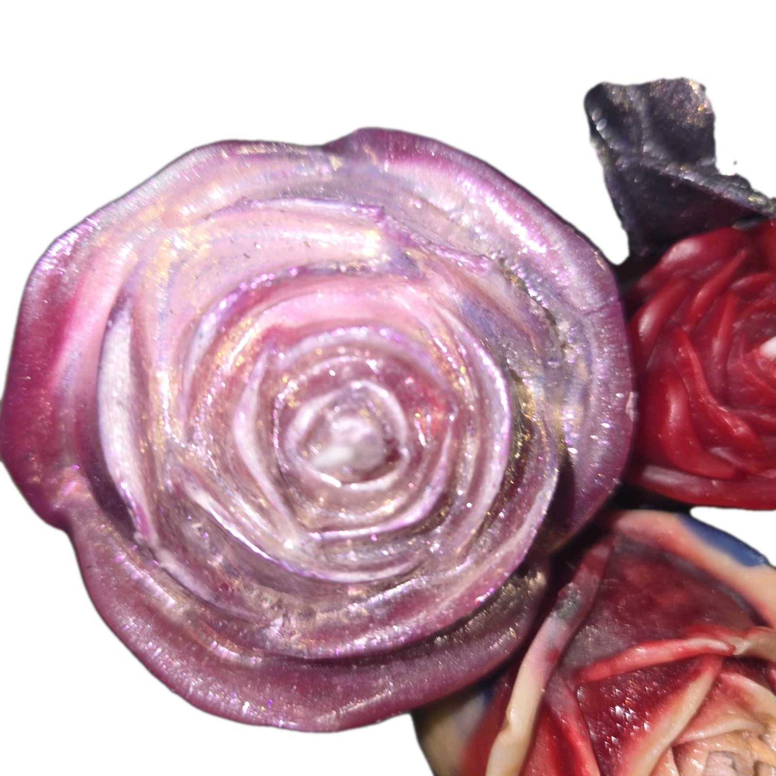1/2 Dozen Stemmed Flower Candle Bouquet in Red Vase Multicolor