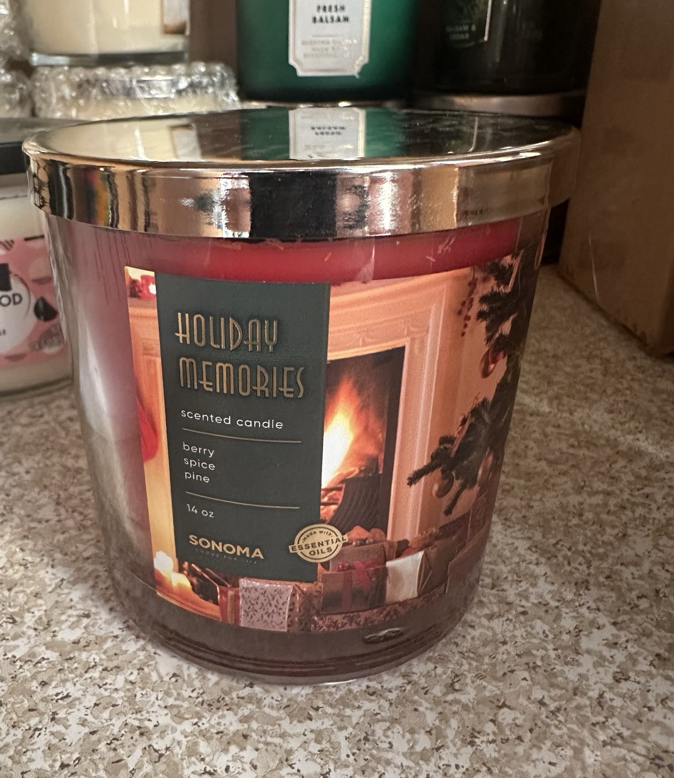 Sonoma Holiday Memories Berry, Spice, Pine 3 Wick Candle 14 OZ New