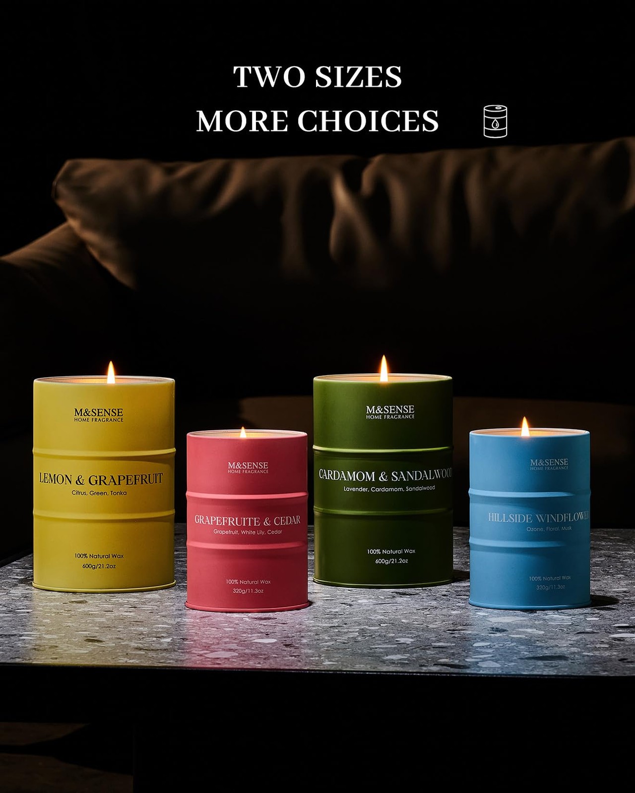 Wild Rose Large Natural Scented Candle, 120 Hours Long Lasting Soy Candles 21…