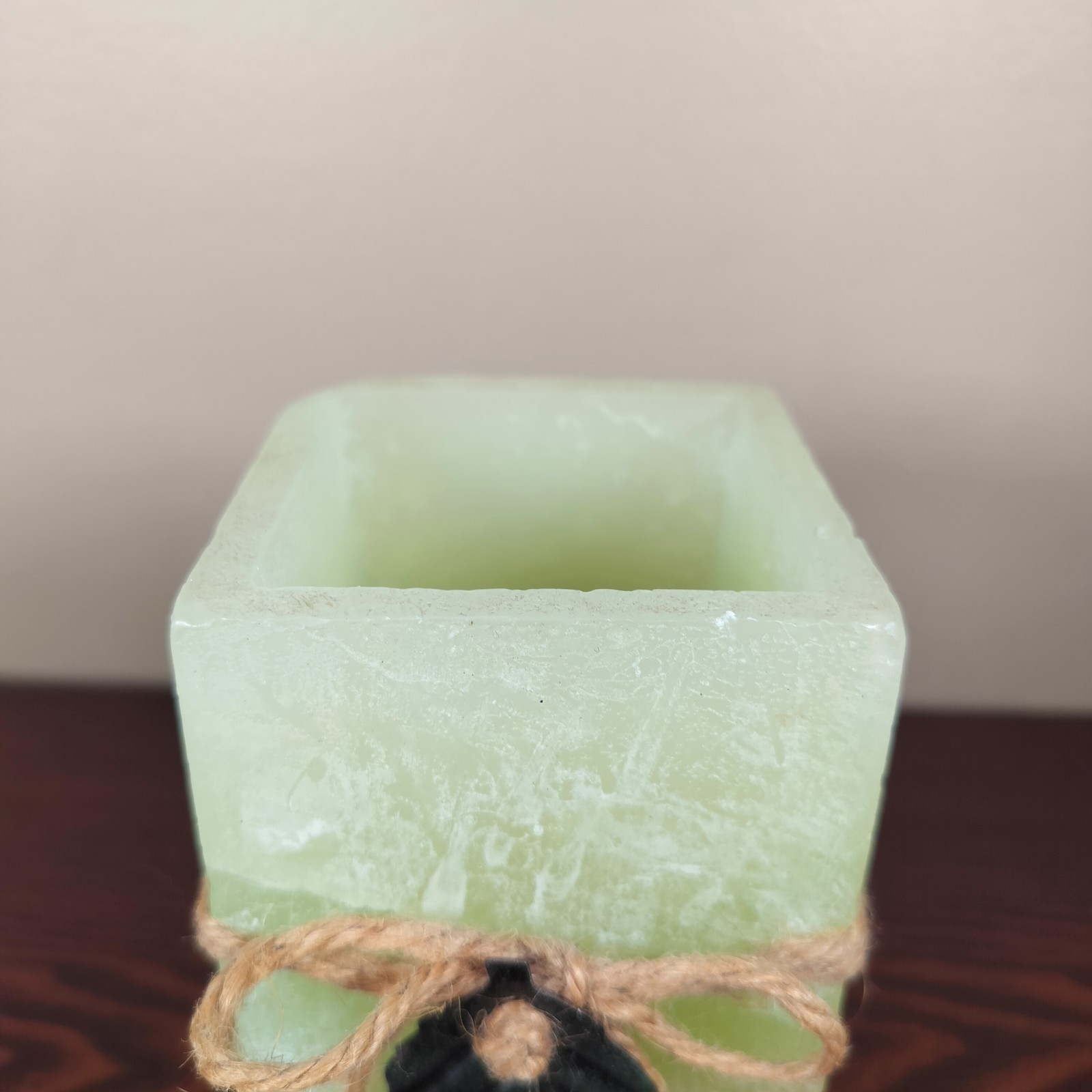 Flameless Candle Set of 2 Leaf Accent 7.5in & 6in Brown Green Cream Battery