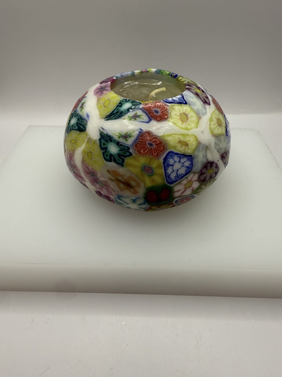 The Museum Company Millefiori Art Candle embedded in Wax w/box Vintage NEW
